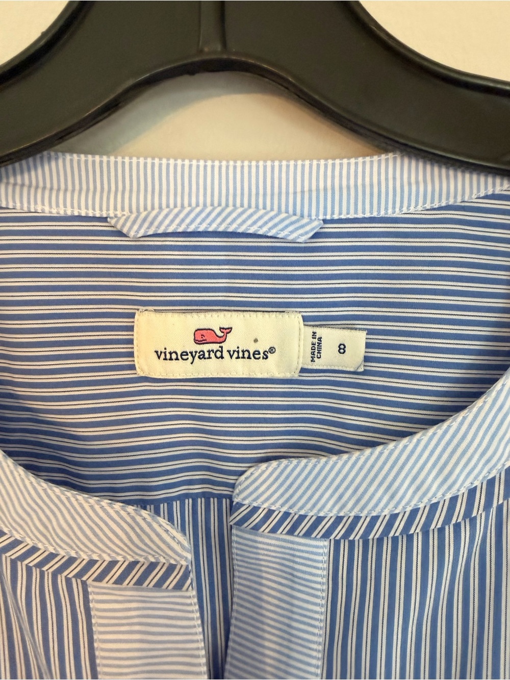 Vineyard Vines Light Blue and White Striped Tunic Dress with Tie - Picture 2 of 4